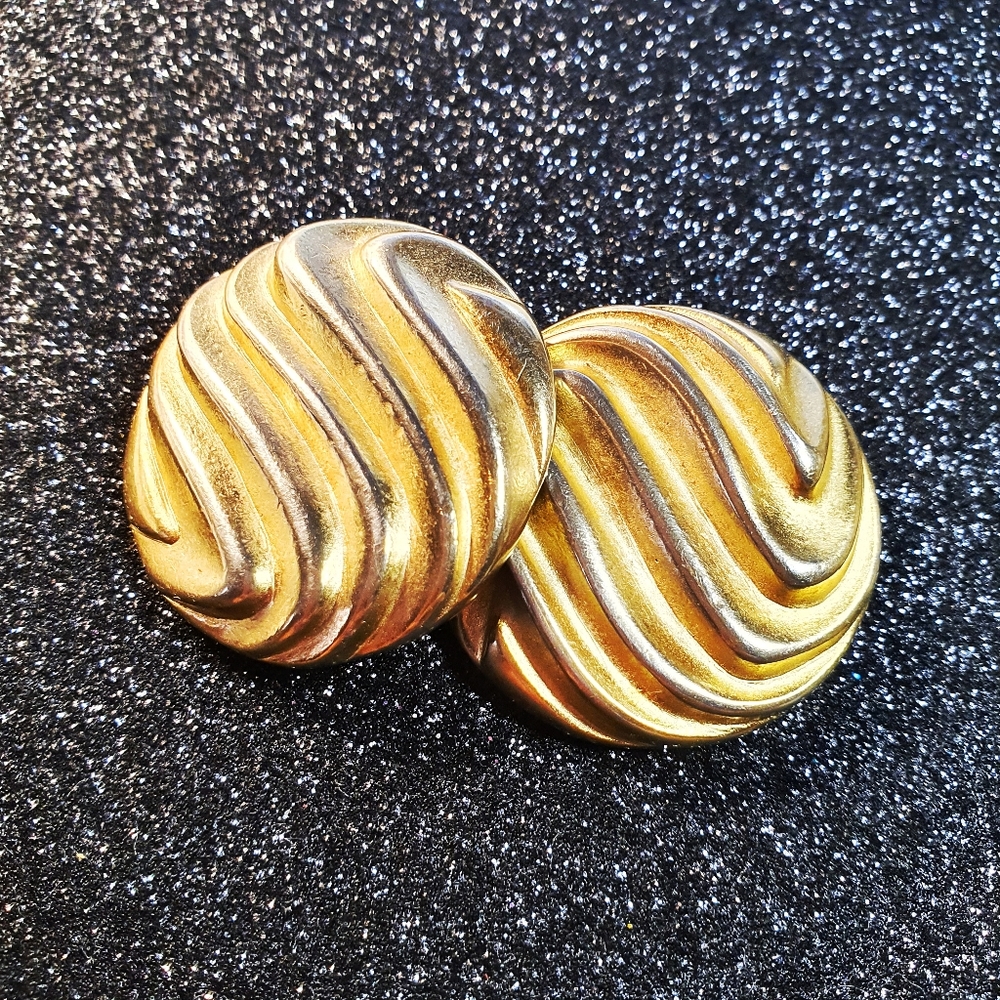 Edwin Pearl P.E.P. Vintage Gold Statement Clip On Earings
